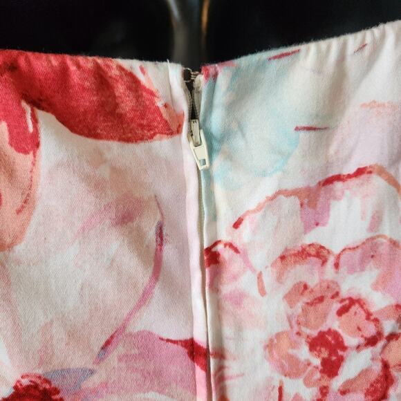 CHARLOTTE RUSSE Strapless Pink Red Cream Floral Bubble Hem Dress Womens Medium M - Picture 6 of 8